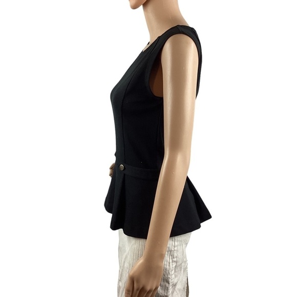 Ann Taylor Career Top Size XXS Black Sleeveless Peplum - Picture 4 of 7